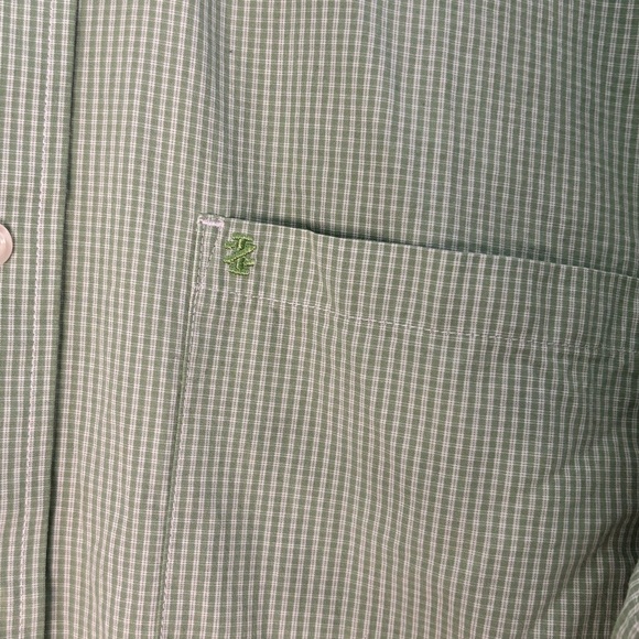 IZOD Green Check Long Sleeve Casual Button Down Mens Size Medium Cotton - Picture 4 of 5